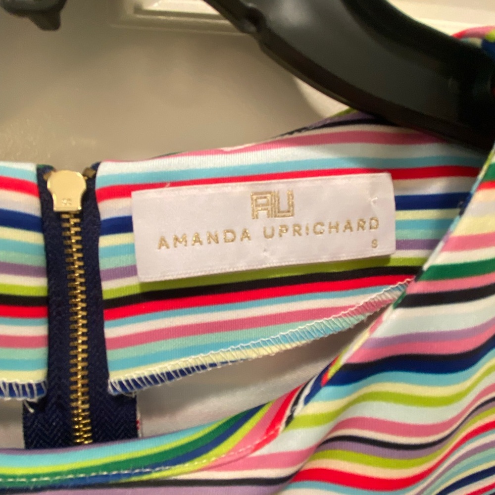 Amanda Uprichard rainbow striped short sleeve scuba dress - Picture 3 of 4